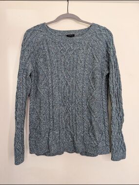 Talbots Blue Cable Knit Scoop Neck Sweater